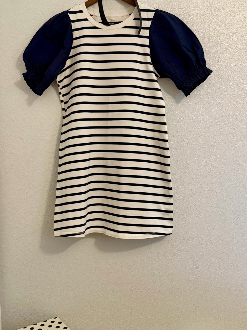 Kate Spade NY Striped Navy & White Puff Sleeve Dress